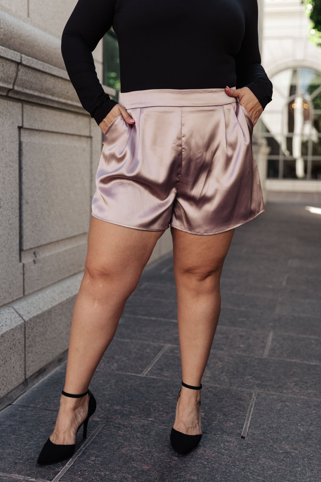 Champagne and Roses Satin Shorts-Womens-Ave Shops-[option4]-[option5]-[option6]-[option7]-[option8]-Shop-Boutique-Clothing-for-Women-Online