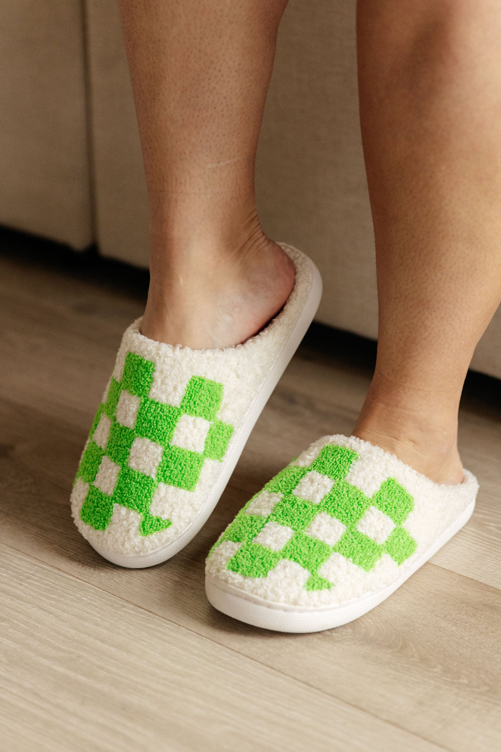 Checked Out Slippers in Green-Shoes-Ave Shops-[option4]-[option5]-[option6]-[option7]-[option8]-Shop-Boutique-Clothing-for-Women-Online