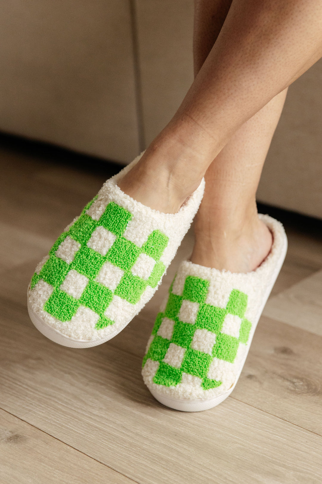Checked Out Slippers in Green-Shoes-Ave Shops-[option4]-[option5]-[option6]-[option7]-[option8]-Shop-Boutique-Clothing-for-Women-Online