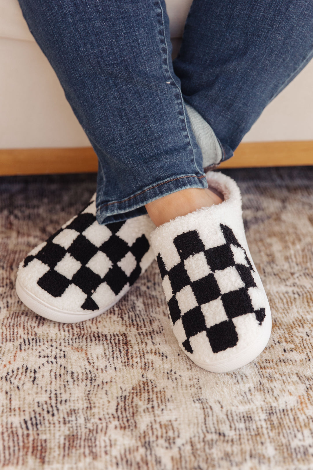 Checked Out Slippers in Black-Womens-Ave Shops-[option4]-[option5]-[option6]-[option7]-[option8]-Shop-Boutique-Clothing-for-Women-Online