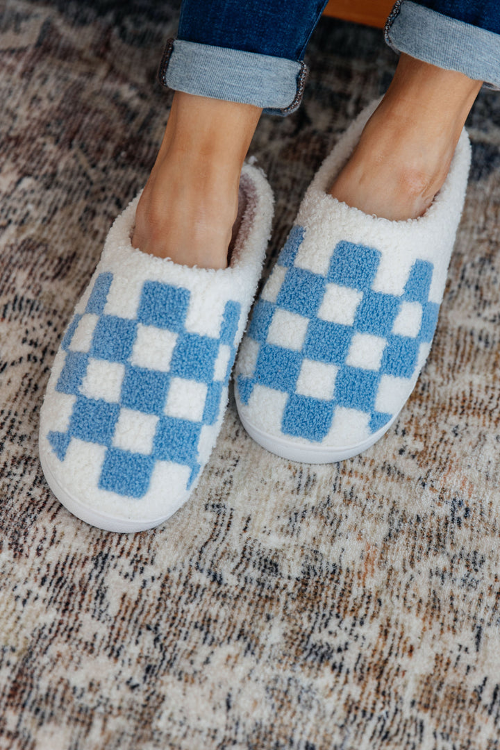 Checked Out Slippers in Blue-Womens-Ave Shops-[option4]-[option5]-[option6]-[option7]-[option8]-Shop-Boutique-Clothing-for-Women-Online