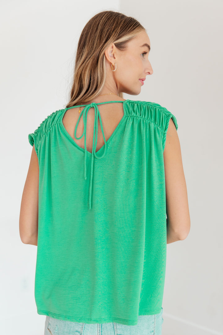 Ruched Cap Sleeve Top in Emerald-Womens-Ave Shops-[option4]-[option5]-[option6]-[option7]-[option8]-Shop-Boutique-Clothing-for-Women-Online