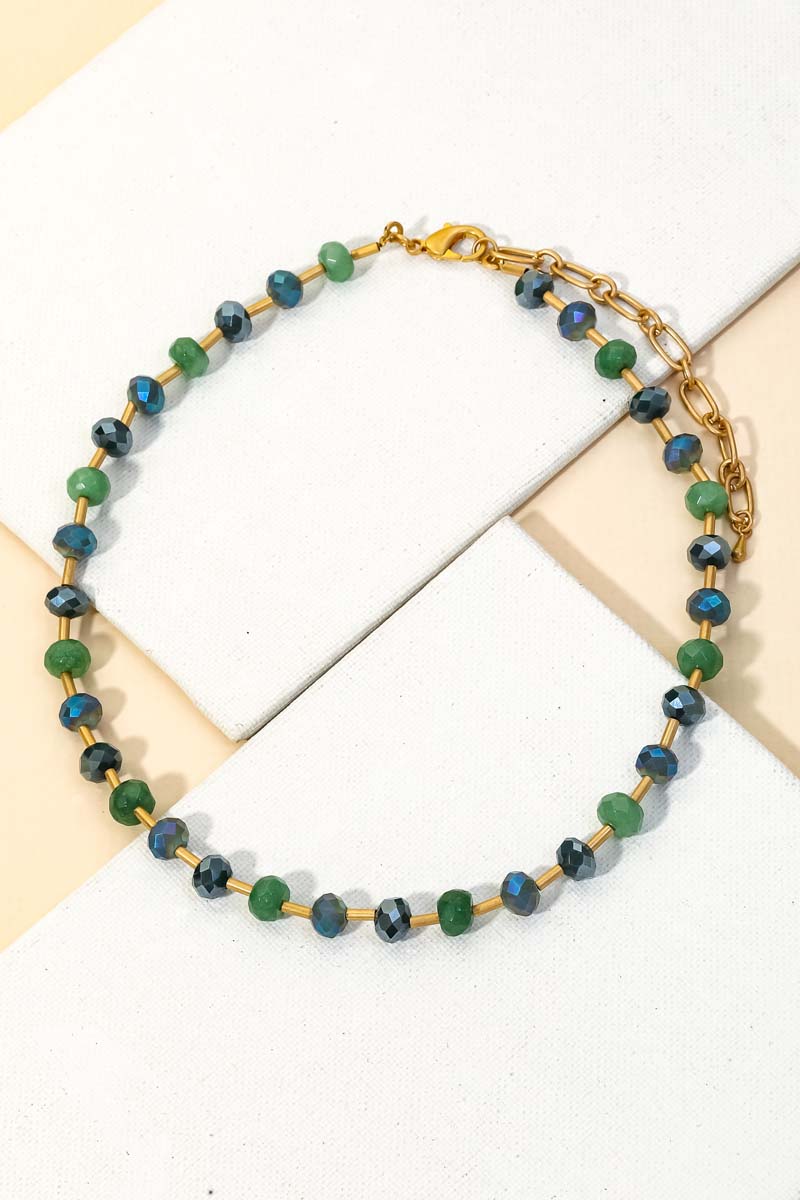 Green Beaded Chain Necklace with Lobster Clasp-Garden Party New York 0201-One Size Fits All-[option4]-[option5]-[option6]-[option7]-[option8]-Shop-Boutique-Clothing-for-Women-Online
