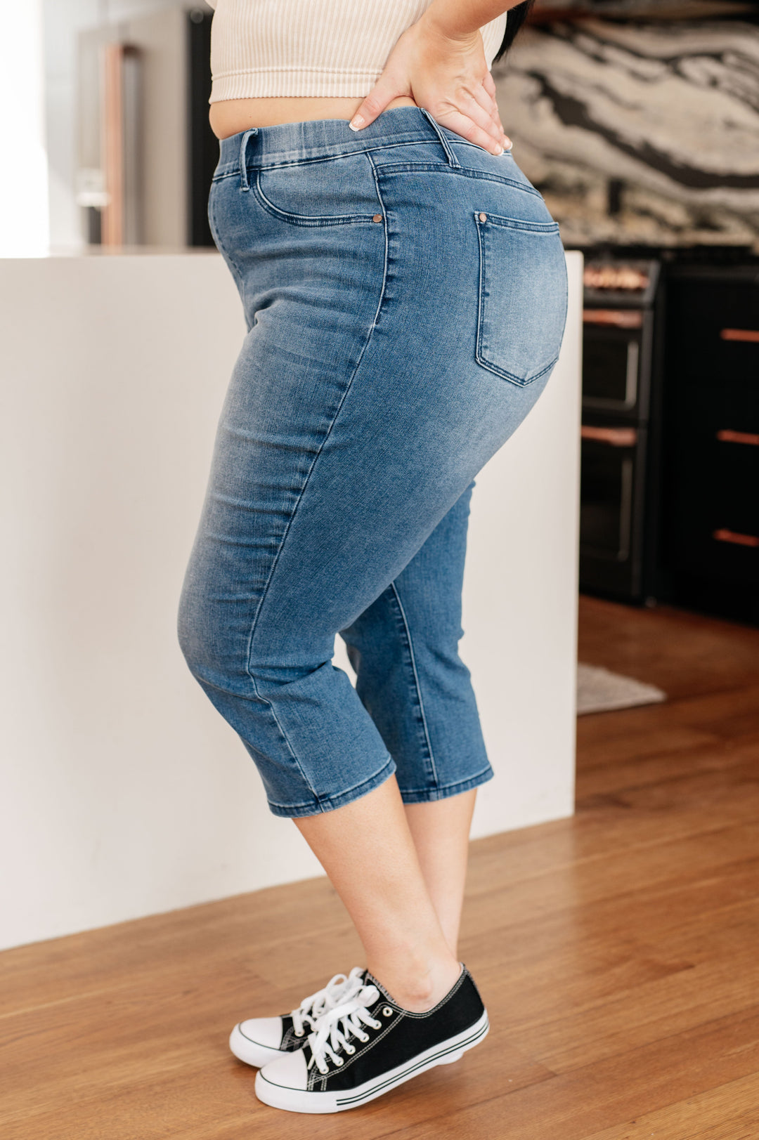 Judy Blue Emily High Rise Cool Denim Pull On Capri Jeans-Womens-Ave Shops-[option4]-[option5]-[option6]-[option7]-[option8]-Shop-Boutique-Clothing-for-Women-Online