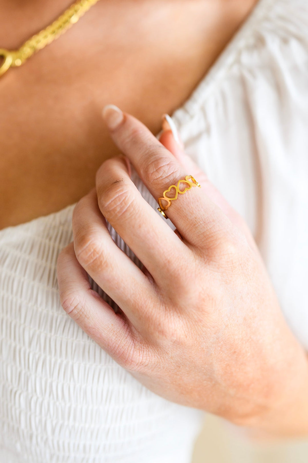 Endless Hearts Gold Ring-Accessories-Ave Shops-OS-[option4]-[option5]-[option6]-[option7]-[option8]-Shop-Boutique-Clothing-for-Women-Online
