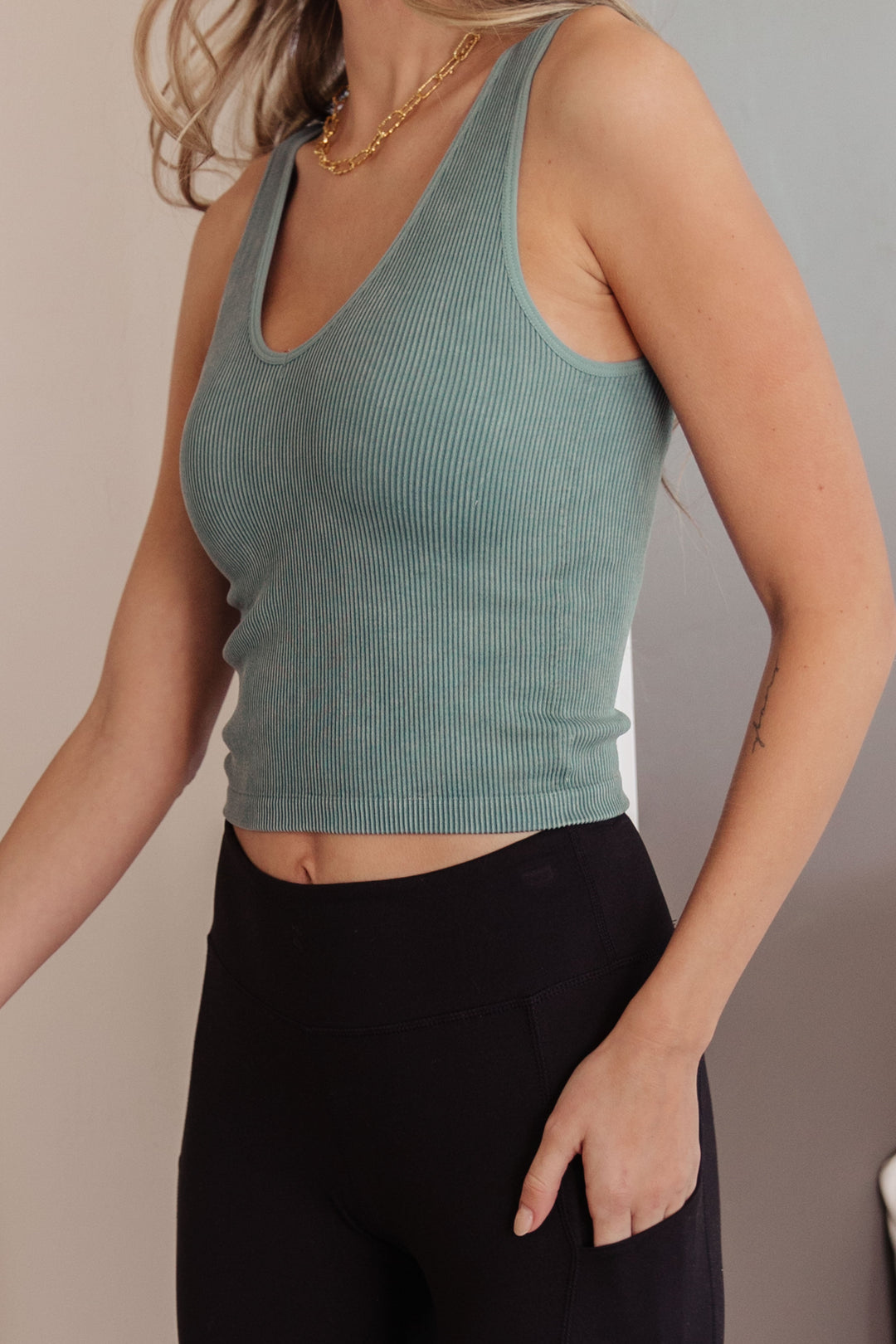Fundamentals Ribbed Seamless Reversible Tank in Vintage Blue-Womens-Ave Shops-[option4]-[option5]-[option6]-[option7]-[option8]-Shop-Boutique-Clothing-for-Women-Online