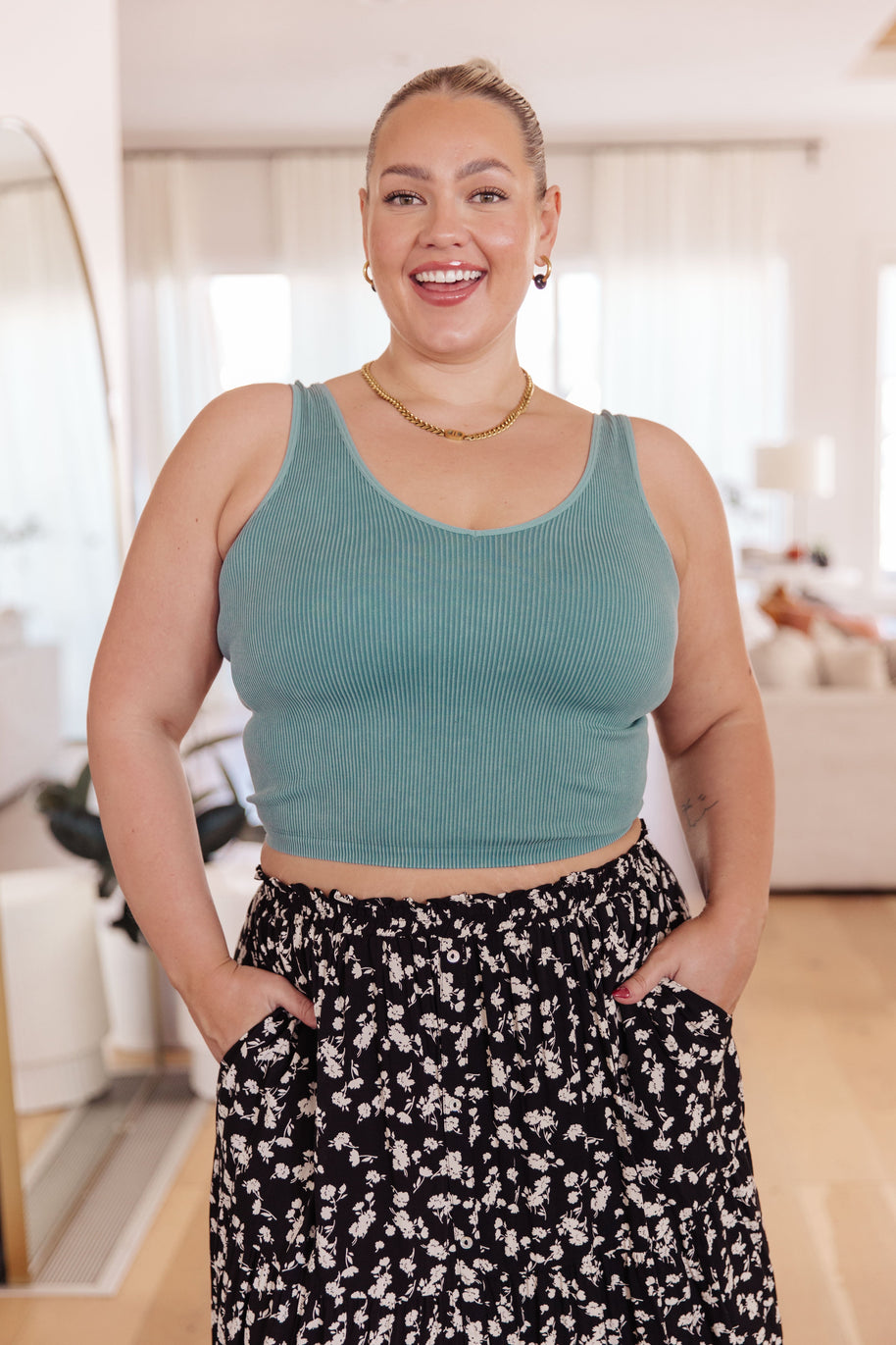 Fundamentals Ribbed Seamless Reversible Tank in Vintage Blue-Womens-Ave Shops-[option4]-[option5]-[option6]-[option7]-[option8]-Shop-Boutique-Clothing-for-Women-Online