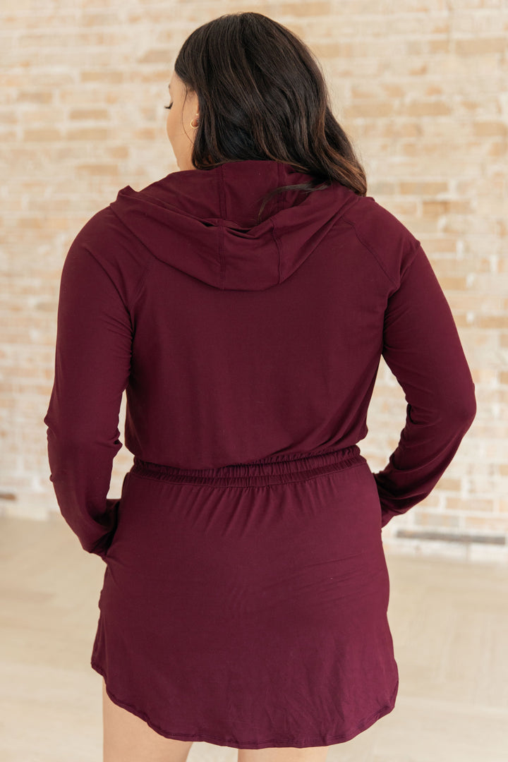 Getting Out Long Sleeve Hoodie Romper in Maroon-Athleisure-Ave Shops-[option4]-[option5]-[option6]-[option7]-[option8]-Shop-Boutique-Clothing-for-Women-Online