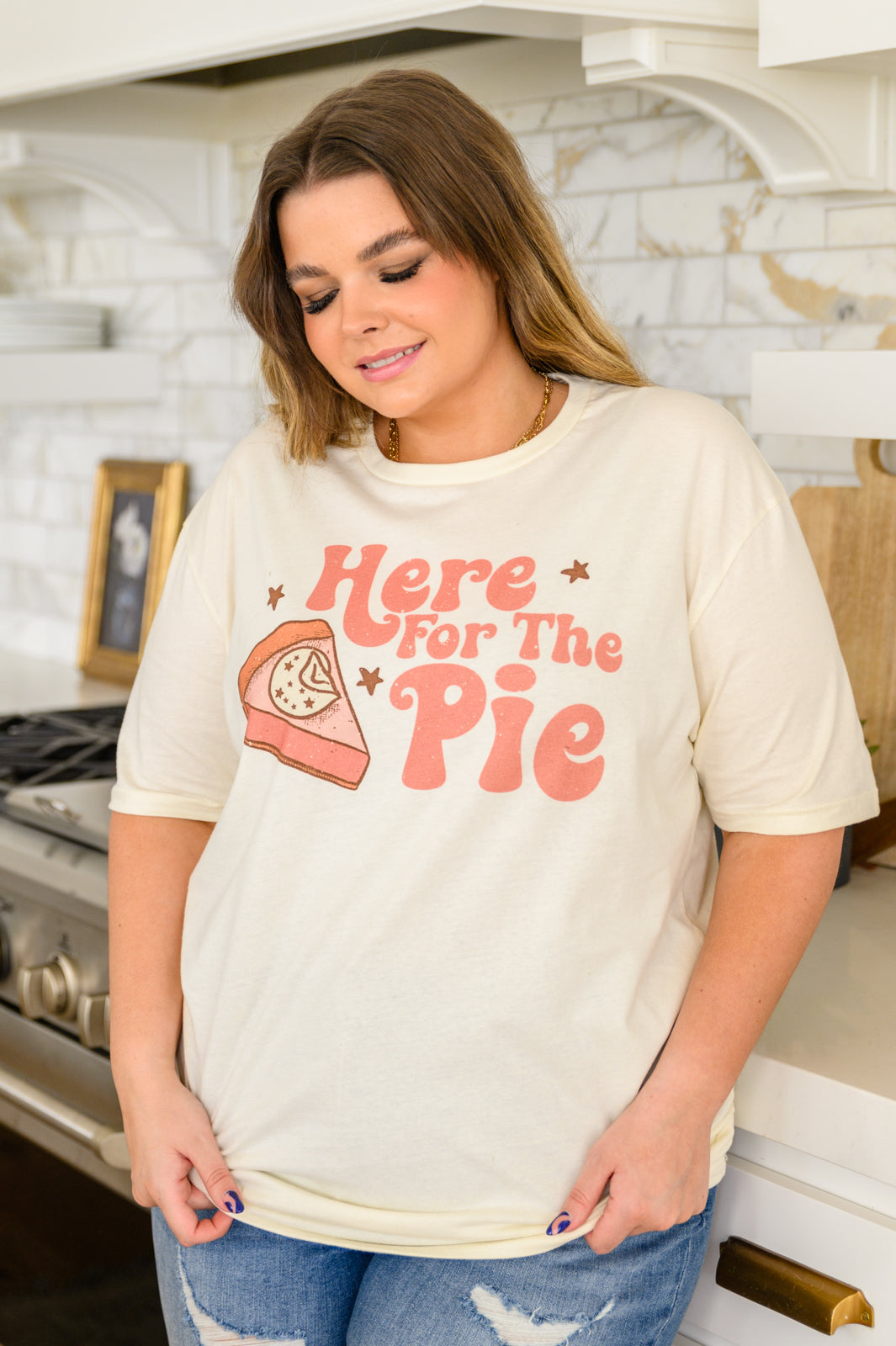 Here For The Pie Graphic T-Shirt In Cream-Womens-Ave Shops-[option4]-[option5]-[option6]-[option7]-[option8]-Shop-Boutique-Clothing-for-Women-Online