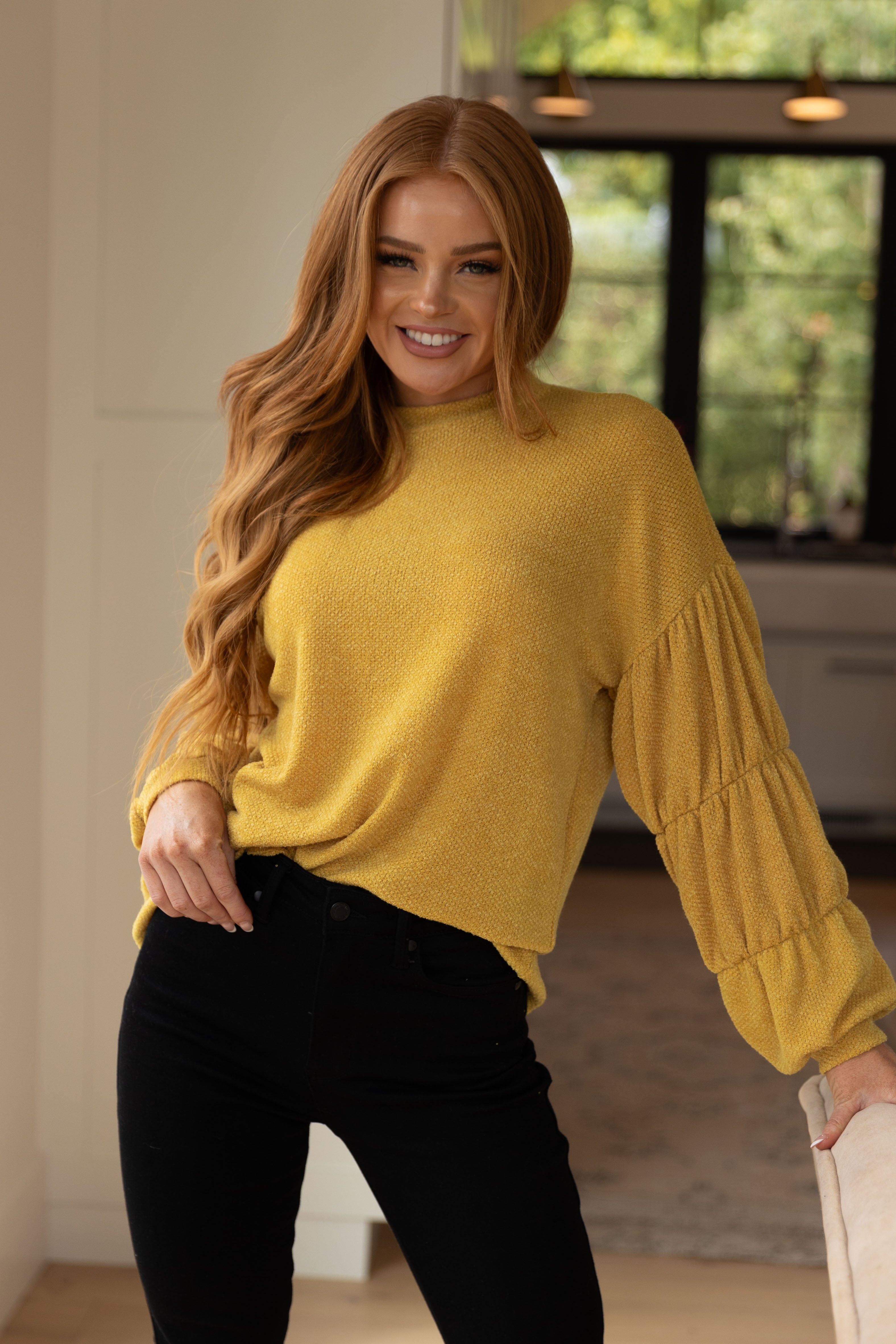 Honey Be Mine Balloon Sleeve Sweater-Tops-Ave Shops-[option4]-[option5]-[option6]-[option7]-[option8]-Shop-Boutique-Clothing-for-Women-Online