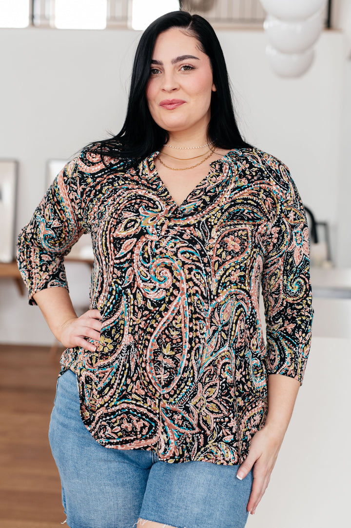 I Think Different Top Teal Paisley-Womens-Ave Shops-[option4]-[option5]-[option6]-[option7]-[option8]-Shop-Boutique-Clothing-for-Women-Online