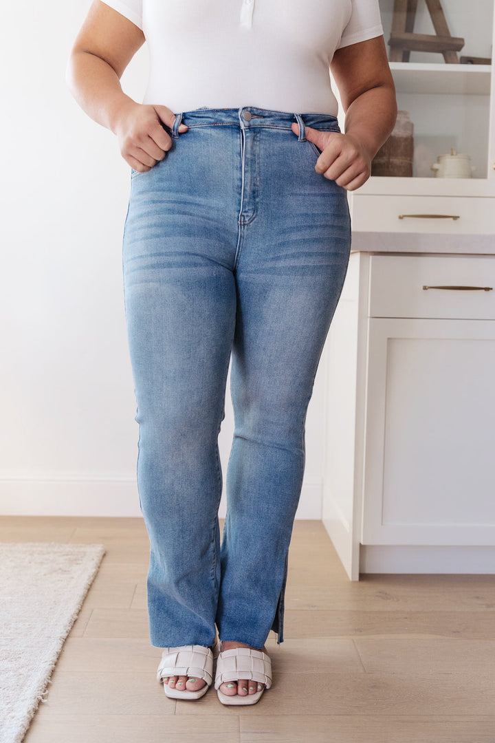 Jody Slim Flare Side Slit Jeans-Womens-Ave Shops-[option4]-[option5]-[option6]-[option7]-[option8]-Shop-Boutique-Clothing-for-Women-Online