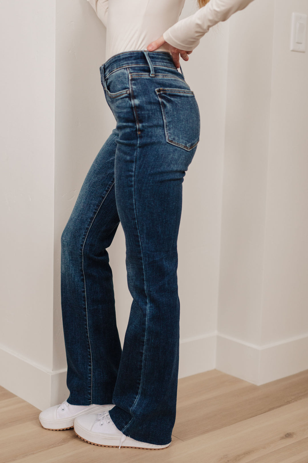 Judy Blue Josephine Mid Rise Raw Hem Bootcut Jeans-Denim-Ave Shops-[option4]-[option5]-[option6]-[option7]-[option8]-Shop-Boutique-Clothing-for-Women-Online