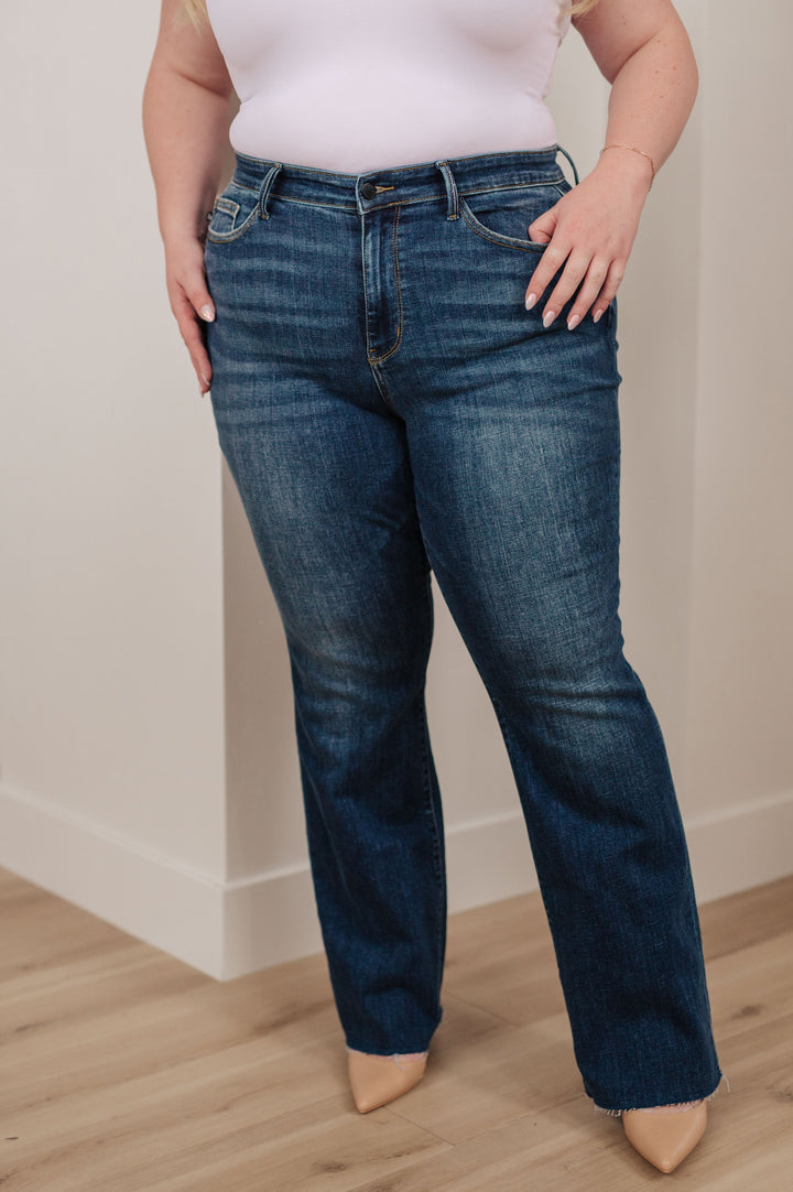 Judy Blue Josephine Mid Rise Raw Hem Bootcut Jeans-Denim-Ave Shops-[option4]-[option5]-[option6]-[option7]-[option8]-Shop-Boutique-Clothing-for-Women-Online