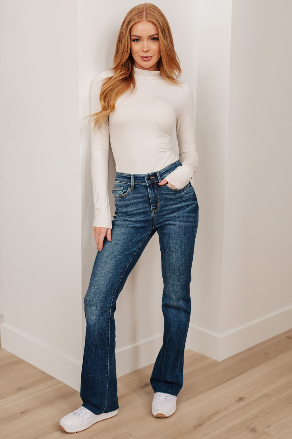 Judy Blue Josephine Mid Rise Raw Hem Bootcut Jeans-Denim-Ave Shops-[option4]-[option5]-[option6]-[option7]-[option8]-Shop-Boutique-Clothing-for-Women-Online