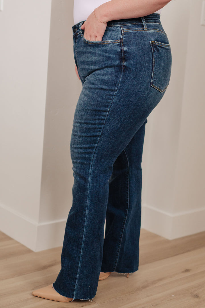 Judy Blue Josephine Mid Rise Raw Hem Bootcut Jeans-Denim-Ave Shops-[option4]-[option5]-[option6]-[option7]-[option8]-Shop-Boutique-Clothing-for-Women-Online