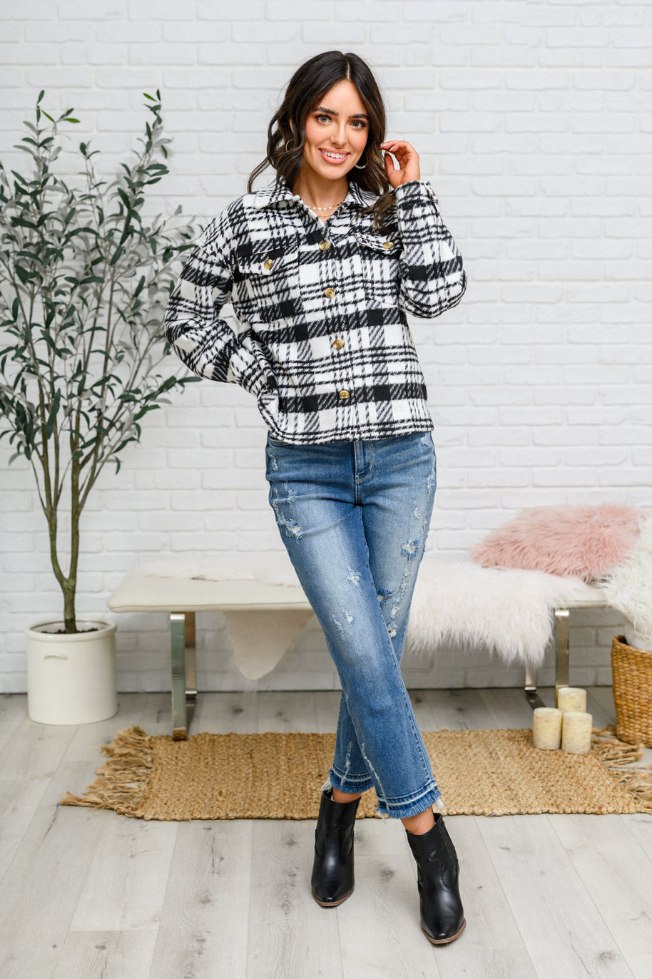 Kate Plaid Jacket in Black & White-Layers-Ave Shops-[option4]-[option5]-[option6]-[option7]-[option8]-Shop-Boutique-Clothing-for-Women-Online