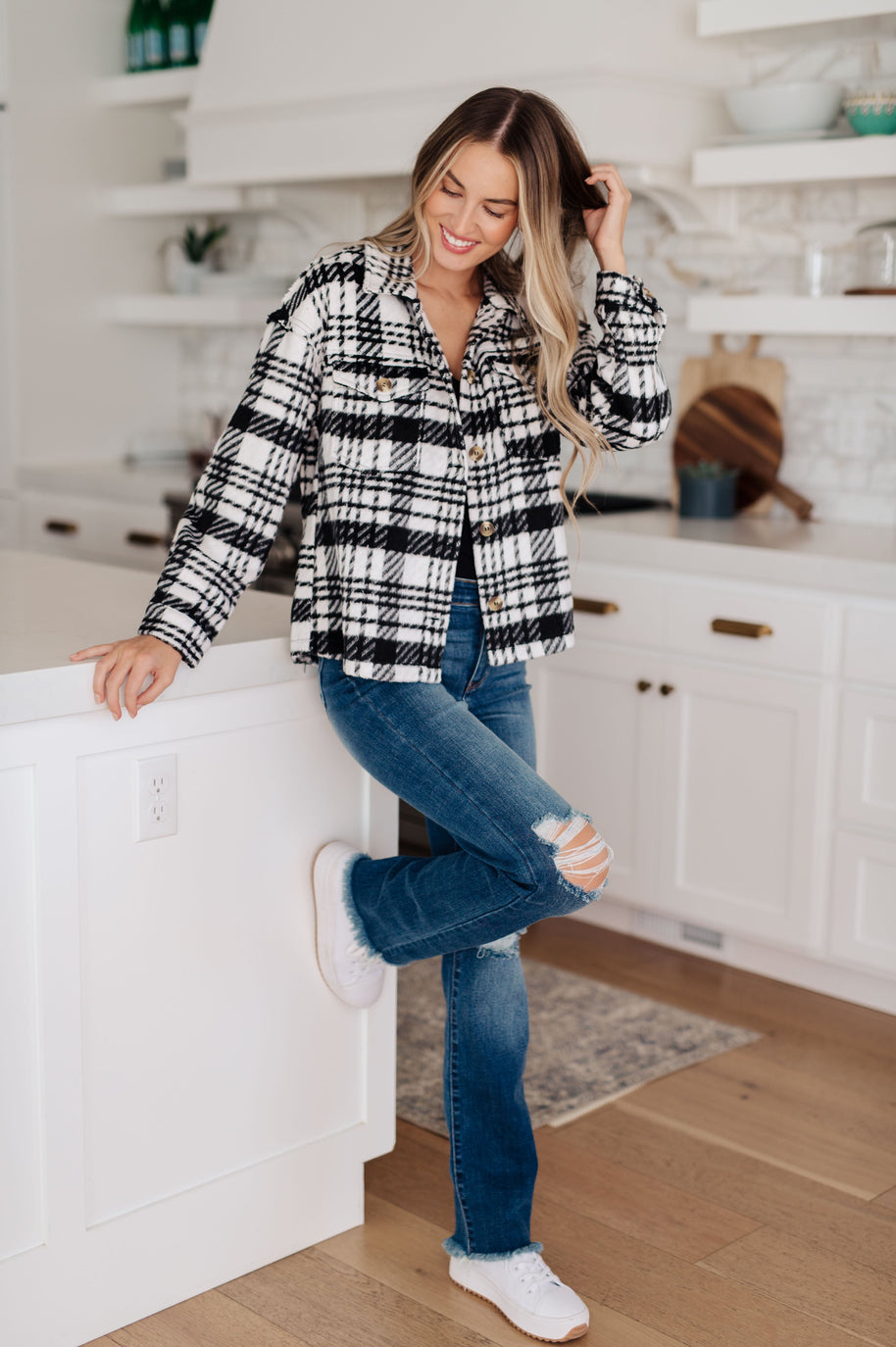 Kate Plaid Jacket in Black & White-Layers-Ave Shops-[option4]-[option5]-[option6]-[option7]-[option8]-Shop-Boutique-Clothing-for-Women-Online
