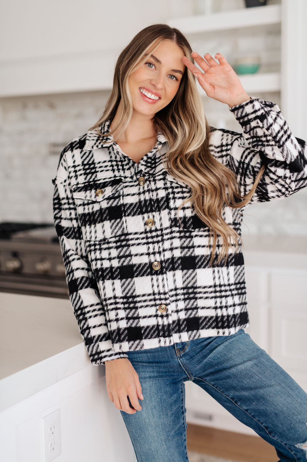 Kate Plaid Jacket in Black & White-Layers-Ave Shops-[option4]-[option5]-[option6]-[option7]-[option8]-Shop-Boutique-Clothing-for-Women-Online