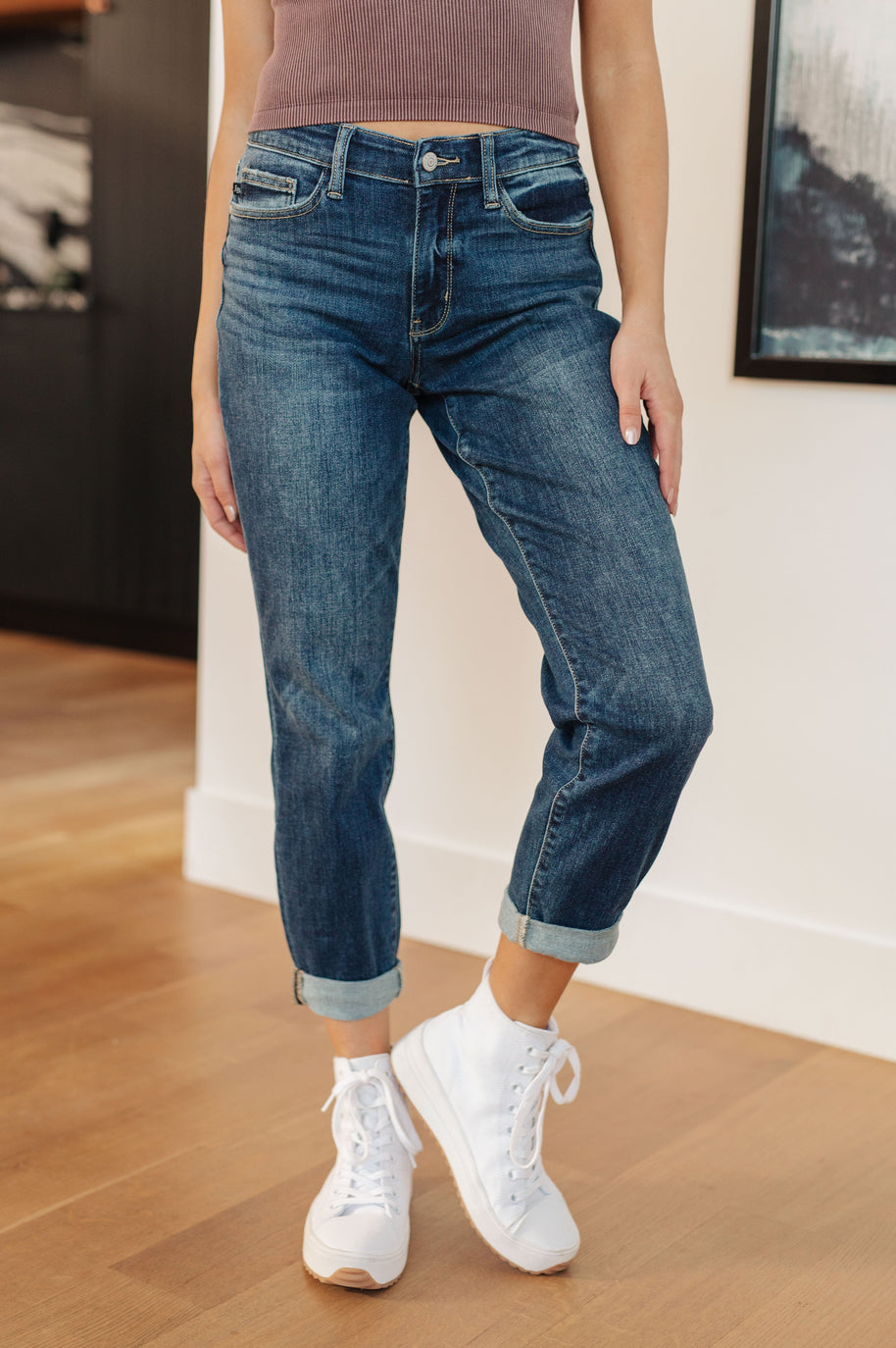Judy Blue London Midrise Cuffed Boyfriend Jeans-Womens-Ave Shops-[option4]-[option5]-[option6]-[option7]-[option8]-Shop-Boutique-Clothing-for-Women-Online