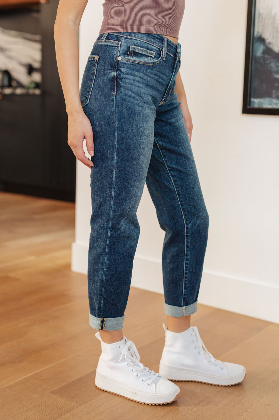 Judy Blue London Midrise Cuffed Boyfriend Jeans-Womens-Ave Shops-[option4]-[option5]-[option6]-[option7]-[option8]-Shop-Boutique-Clothing-for-Women-Online