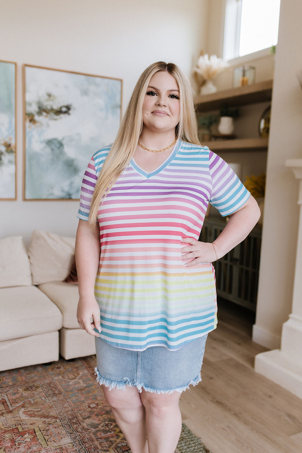 Looking for Rainbows V-Neck Striped Top-Womens-Ave Shops-[option4]-[option5]-[option6]-[option7]-[option8]-Shop-Boutique-Clothing-for-Women-Online