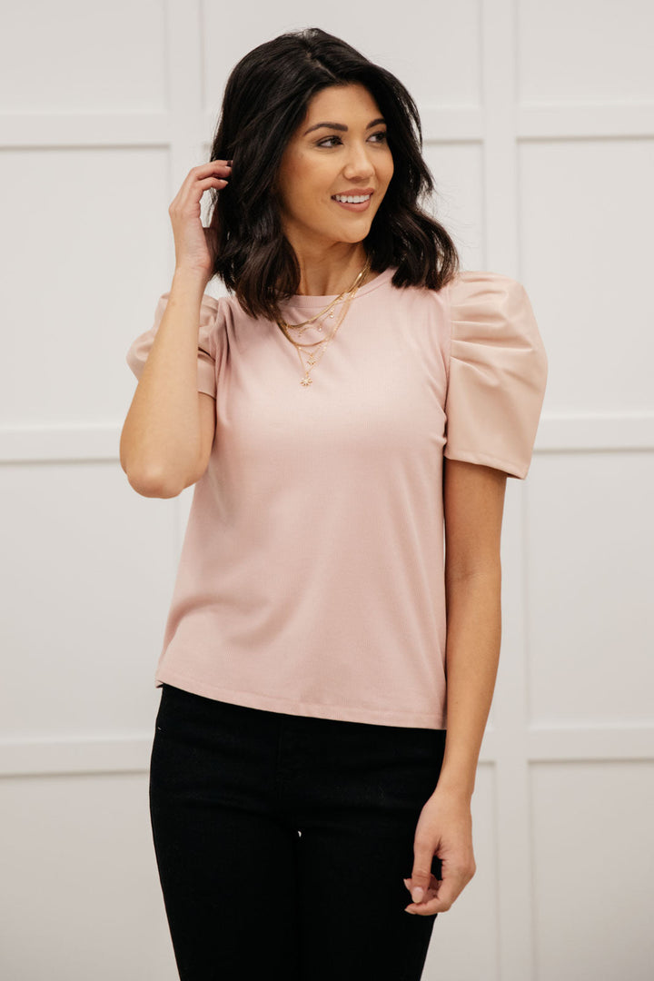 Rock On Puff Sleeve Top in Blush-Womens-Ave Shops-[option4]-[option5]-[option6]-[option7]-[option8]-Shop-Boutique-Clothing-for-Women-Online