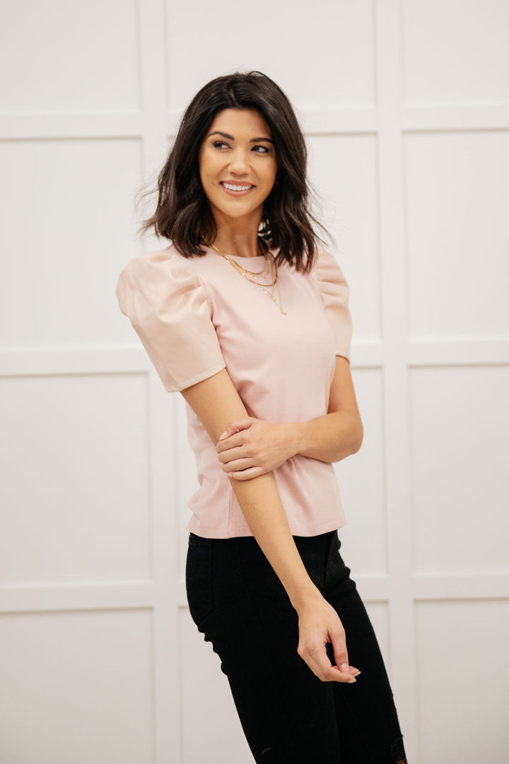 Rock On Puff Sleeve Top in Blush-Womens-Ave Shops-[option4]-[option5]-[option6]-[option7]-[option8]-Shop-Boutique-Clothing-for-Women-Online