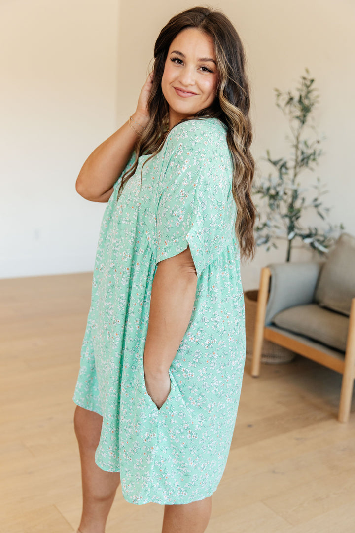 Rodeo Lights Dolman Sleeve Dress in Mint Floral-Dresses-Ave Shops-[option4]-[option5]-[option6]-[option7]-[option8]-Shop-Boutique-Clothing-for-Women-Online