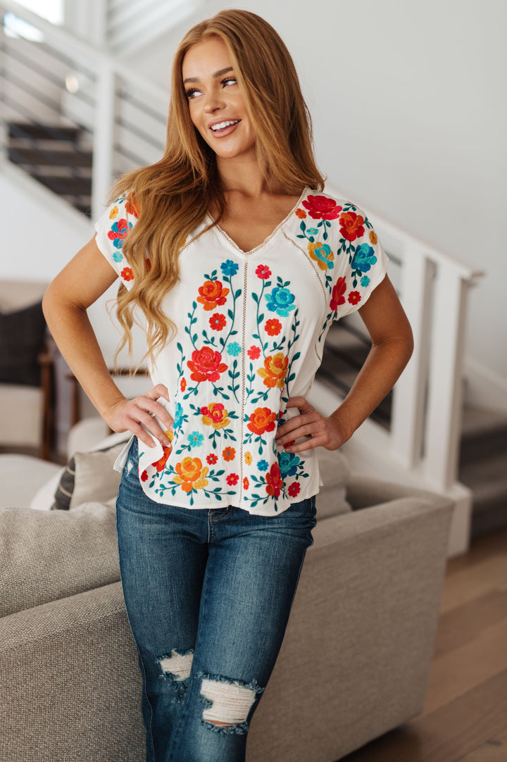 Rose Garden Embroidered Blouse-Dresses-Ave Shops-[option4]-[option5]-[option6]-[option7]-[option8]-Shop-Boutique-Clothing-for-Women-Online