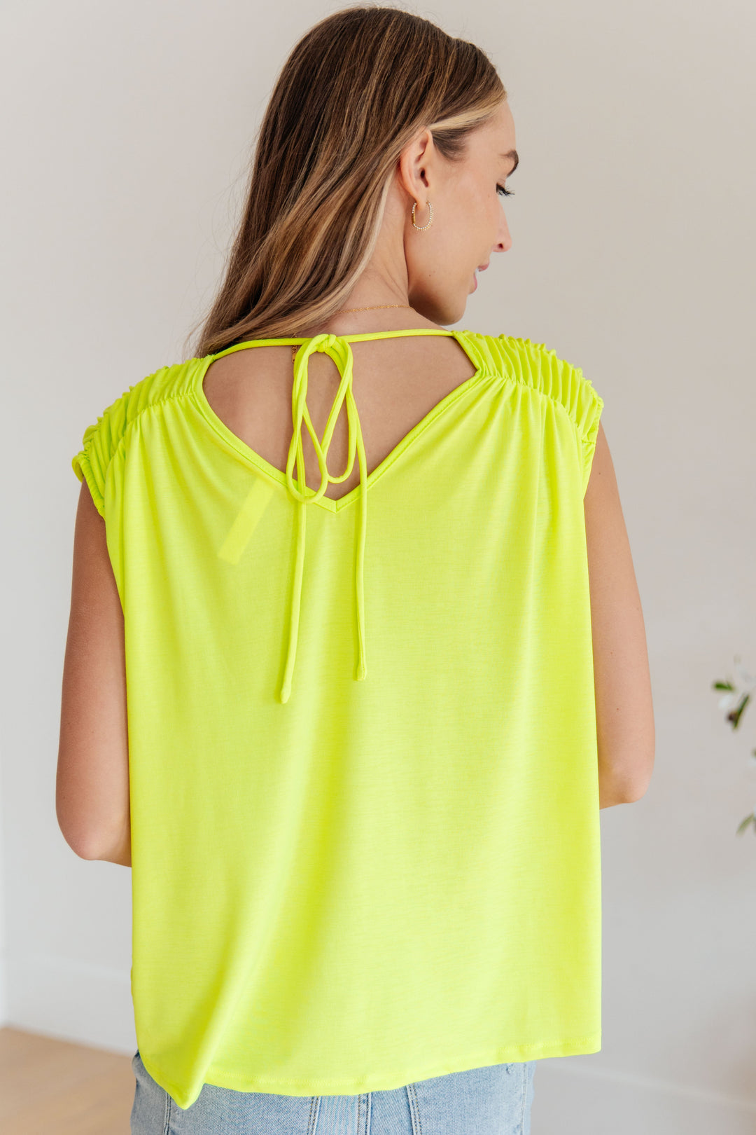 Ruched Cap Sleeve Top in Neon Green-Womens-Ave Shops-[option4]-[option5]-[option6]-[option7]-[option8]-Shop-Boutique-Clothing-for-Women-Online