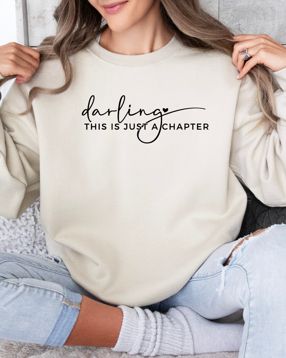 DARLING THIS IS A CHAPTER POSITIVE VIBES SWEATSHIRT-LL-[option4]-[option5]-[option6]-[option7]-[option8]-Shop-Boutique-Clothing-for-Women-Online