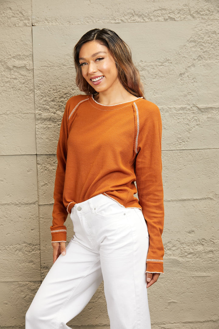 Double Take Long Raglan Sleeve Round Neck Top-Trendsi-[option4]-[option5]-[option6]-[option7]-[option8]-Shop-Boutique-Clothing-for-Women-Online
