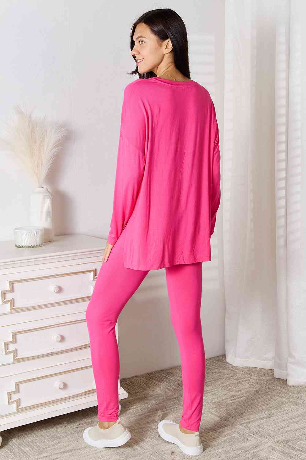 Basic Bae V-Neck Soft Rayon Long Sleeve Top and Pants Lounge Set-Trendsi-[option4]-[option5]-[option6]-[option7]-[option8]-Shop-Boutique-Clothing-for-Women-Online