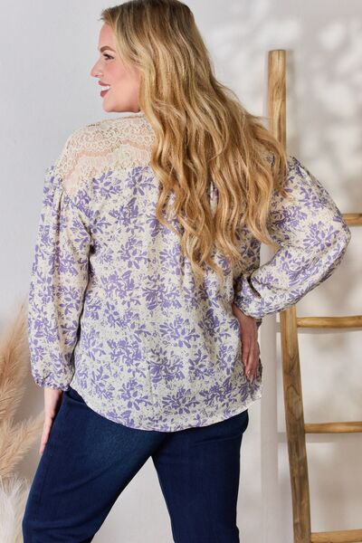 Hailey & Co Lace Detail Printed Blouse-Trendsi-[option4]-[option5]-[option6]-[option7]-[option8]-Shop-Boutique-Clothing-for-Women-Online