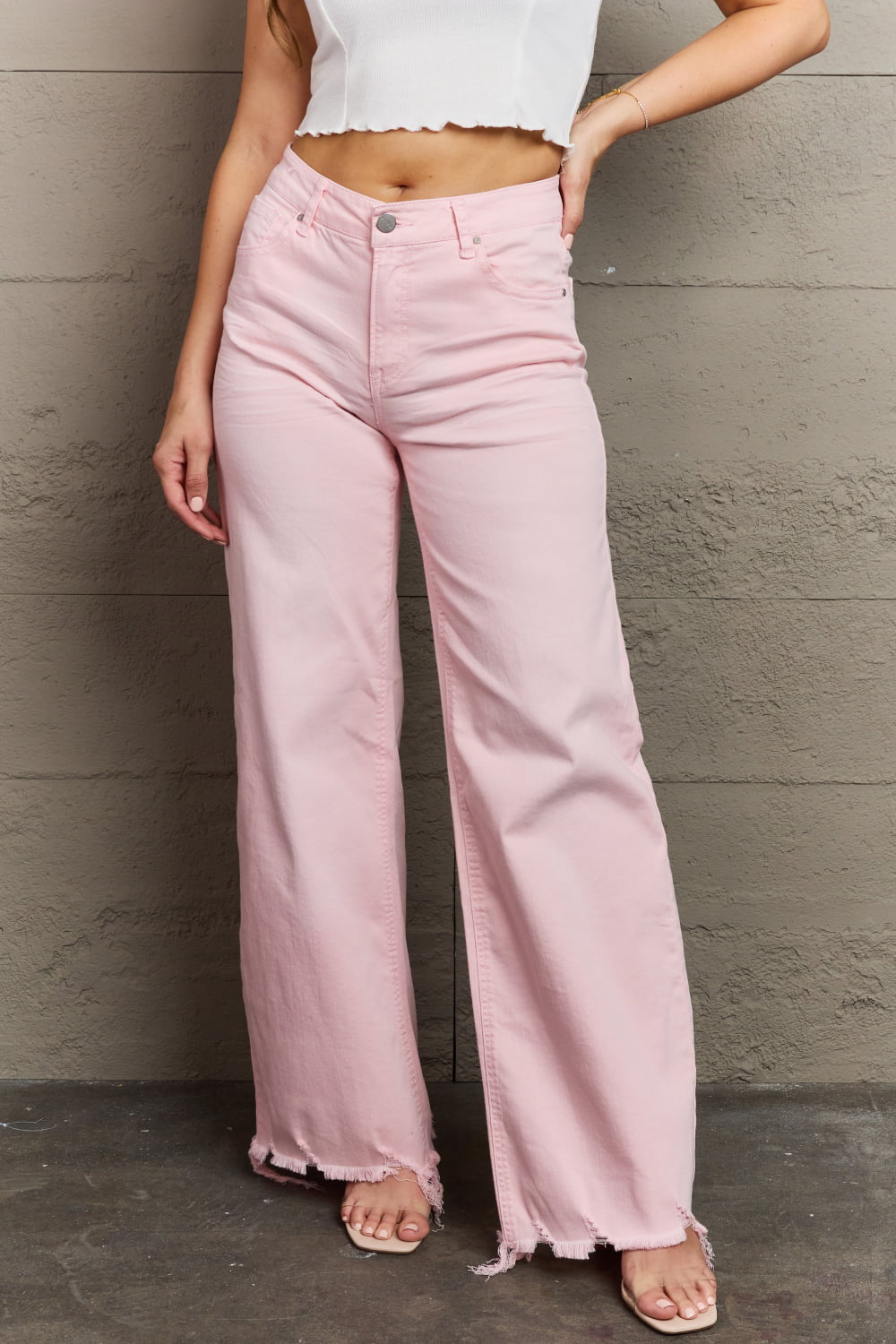 RISEN Raelene Full Size High Waist Wide Leg Jeans in Light Pink-Trendsi-Blush Pink-0-[option4]-[option5]-[option6]-[option7]-[option8]-Shop-Boutique-Clothing-for-Women-Online