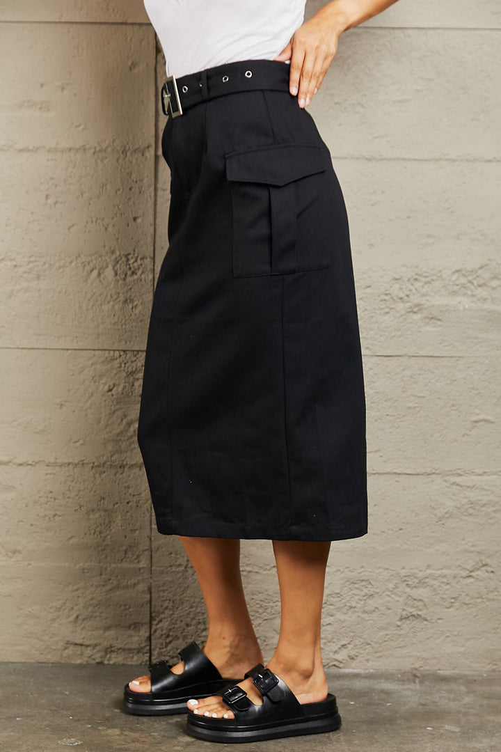 HYFVE Professional Poise Buckled Midi Skirt-Trendsi-[option4]-[option5]-[option6]-[option7]-[option8]-Shop-Boutique-Clothing-for-Women-Online