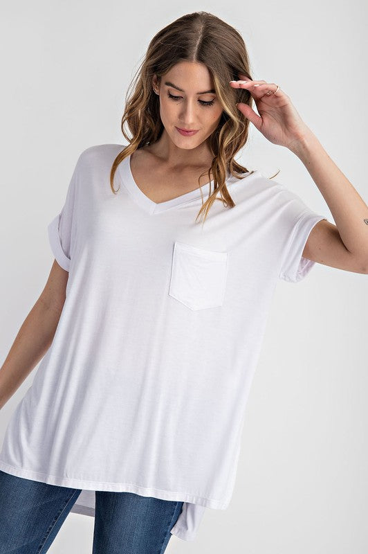 Rae Mode Modal V Neck High Low Tee-Rae Mode-[option4]-[option5]-[option6]-[option7]-[option8]-Shop-Boutique-Clothing-for-Women-Online