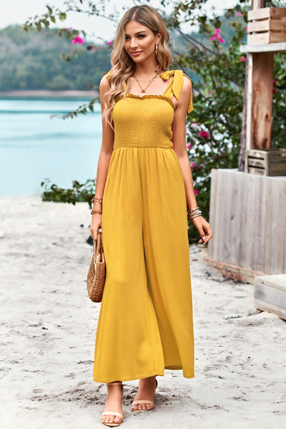 Frill Trim Tie Shoulder Wide Leg Jumpsuit with Pockets-Trendsi-[option4]-[option5]-[option6]-[option7]-[option8]-Shop-Boutique-Clothing-for-Women-Online