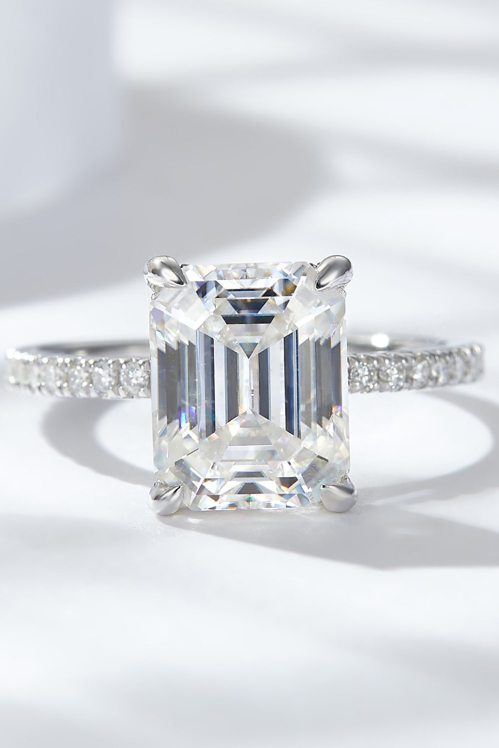 Emerald Cut 4 Carat Moissanite Side Stone Ring-Trendsi-[option4]-[option5]-[option6]-[option7]-[option8]-Shop-Boutique-Clothing-for-Women-Online