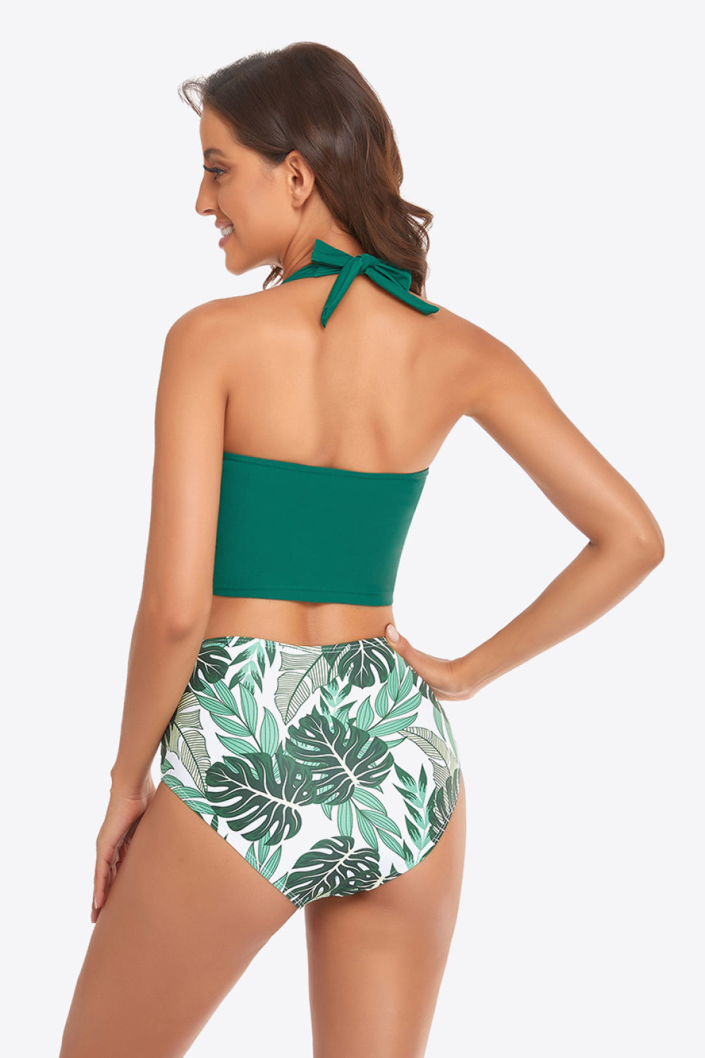Botanical Print Halter Neck Drawstring Detail Bikini Set-Trendsi-[option4]-[option5]-[option6]-[option7]-[option8]-Shop-Boutique-Clothing-for-Women-Online
