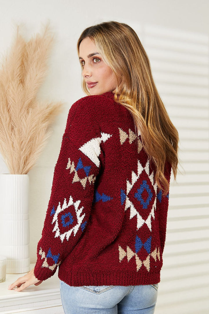 HEYSON Aztec Soft Fuzzy Sweater-Trendsi-[option4]-[option5]-[option6]-[option7]-[option8]-Shop-Boutique-Clothing-for-Women-Online