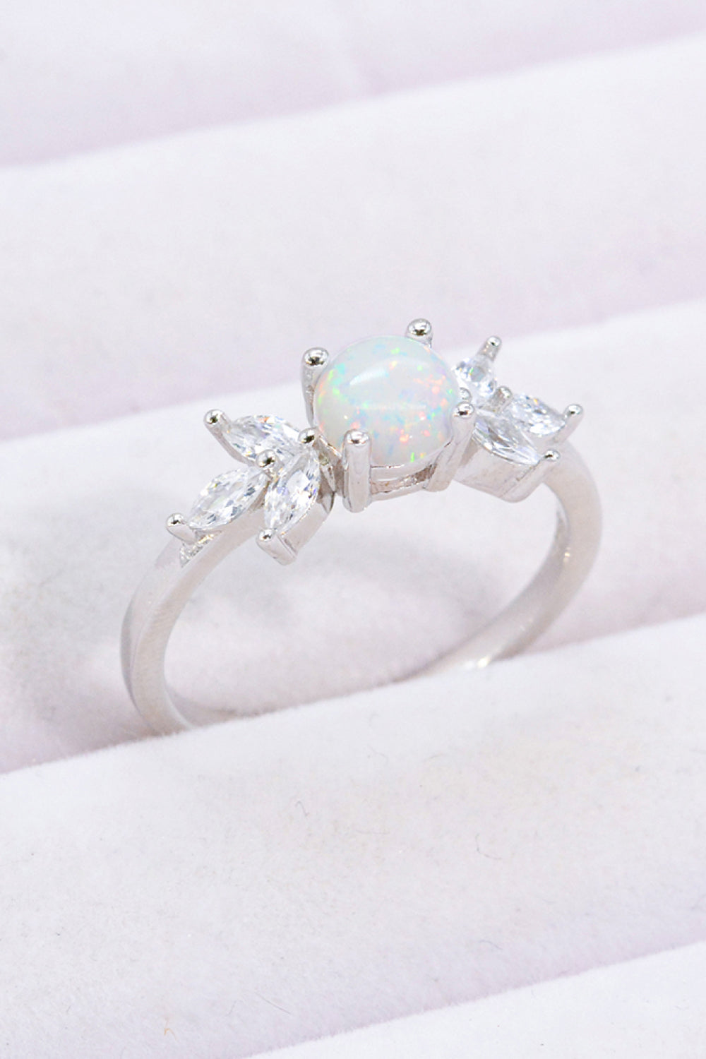 925 Sterling Silver Opal and Zircon Ring-Trendsi-Opal-5-[option4]-[option5]-[option6]-[option7]-[option8]-Shop-Boutique-Clothing-for-Women-Online
