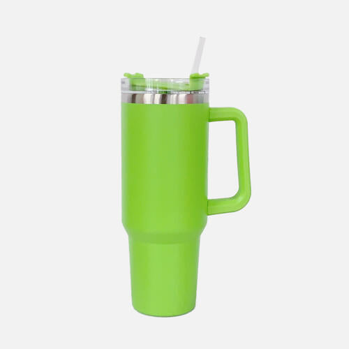 Stainless Steel Tumbler with Handle and Straw-Trendsi-Lime-One Size-[option4]-[option5]-[option6]-[option7]-[option8]-Shop-Boutique-Clothing-for-Women-Online