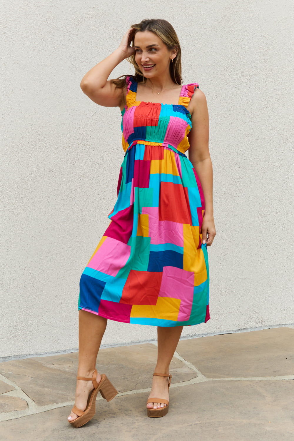 And The Why Multicolored Square Print Summer Dress-Trendsi-[option4]-[option5]-[option6]-[option7]-[option8]-Shop-Boutique-Clothing-for-Women-Online