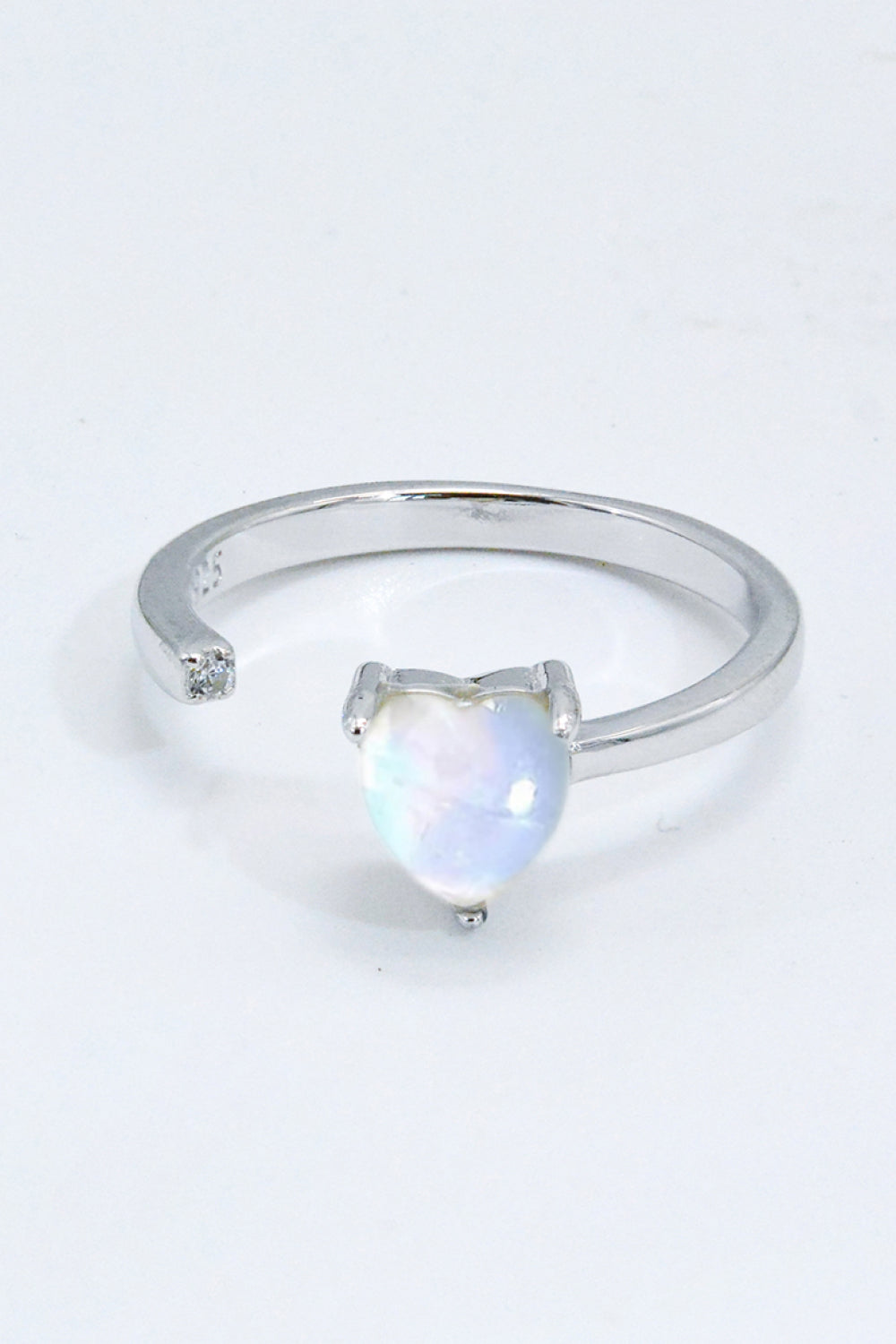 Inlaid Moonstone Heart Adjustable Open Ring-Trendsi-Moonstone-One Size-[option4]-[option5]-[option6]-[option7]-[option8]-Shop-Boutique-Clothing-for-Women-Online