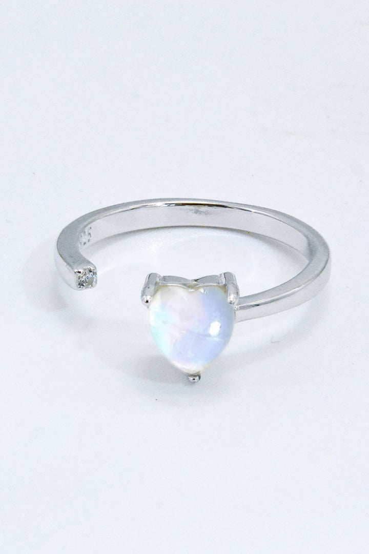 Inlaid Moonstone Heart Adjustable Open Ring-Trendsi-Moonstone-One Size-[option4]-[option5]-[option6]-[option7]-[option8]-Shop-Boutique-Clothing-for-Women-Online
