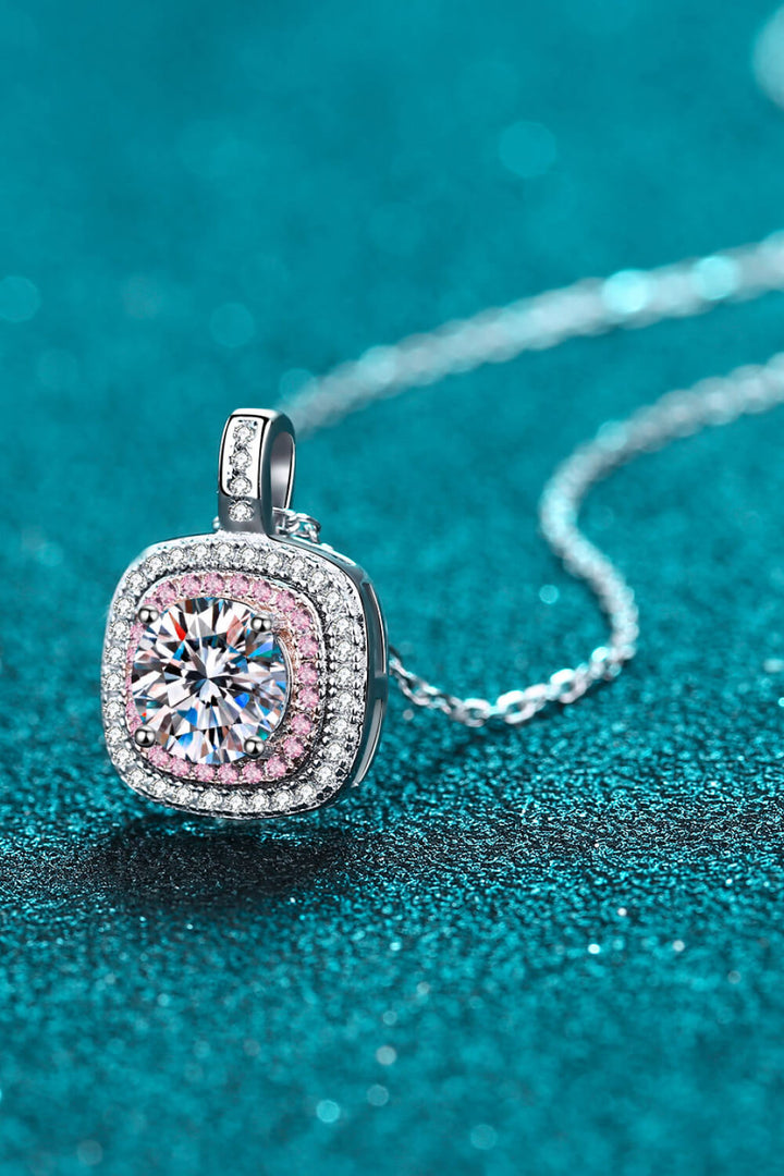 Moissanite Geometric Pendant Necklace-Trendsi-Silver/Pink-One Size-[option4]-[option5]-[option6]-[option7]-[option8]-Shop-Boutique-Clothing-for-Women-Online