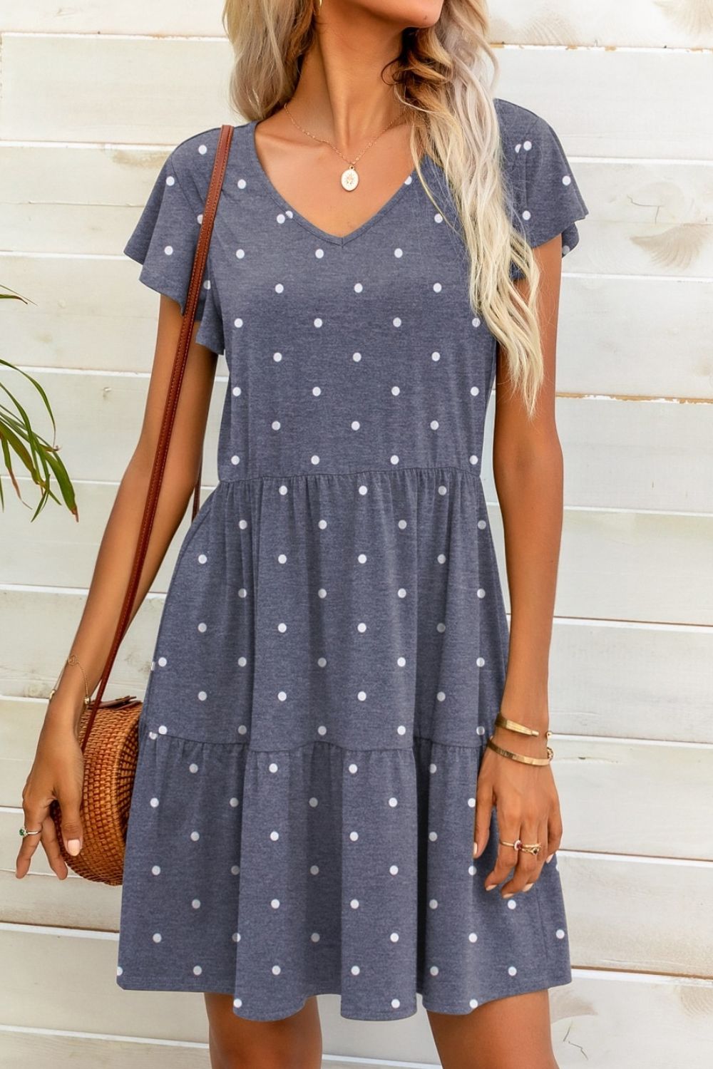 Polka Dot V-Neck Flutter Sleeve Mini Dress-Trendsi-French Blue-S-[option4]-[option5]-[option6]-[option7]-[option8]-Shop-Boutique-Clothing-for-Women-Online