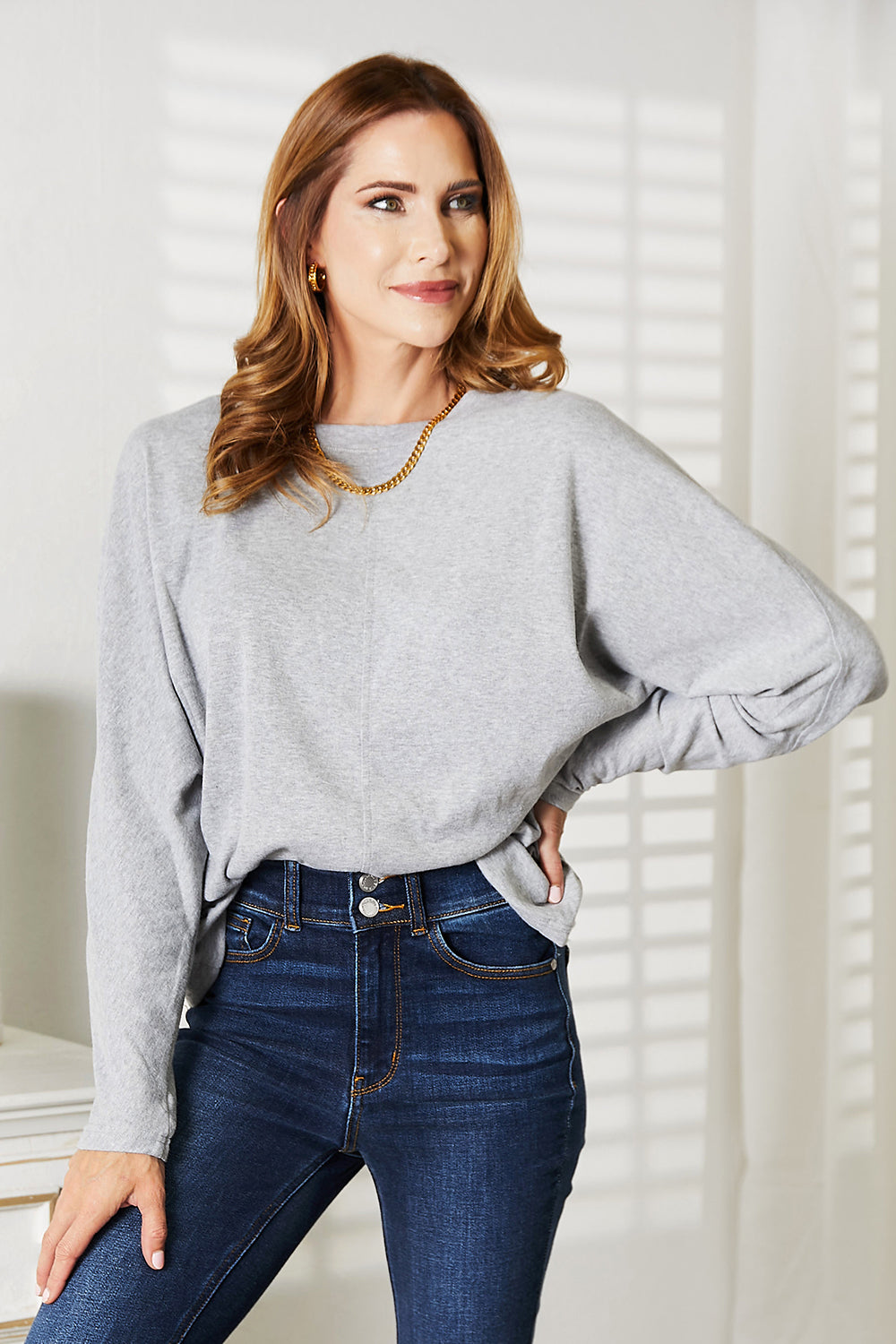 Double Take Seam Detail Round Neck Long Sleeve Top-Trendsi-[option4]-[option5]-[option6]-[option7]-[option8]-Shop-Boutique-Clothing-for-Women-Online